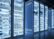 image of servers in data center with blue lights