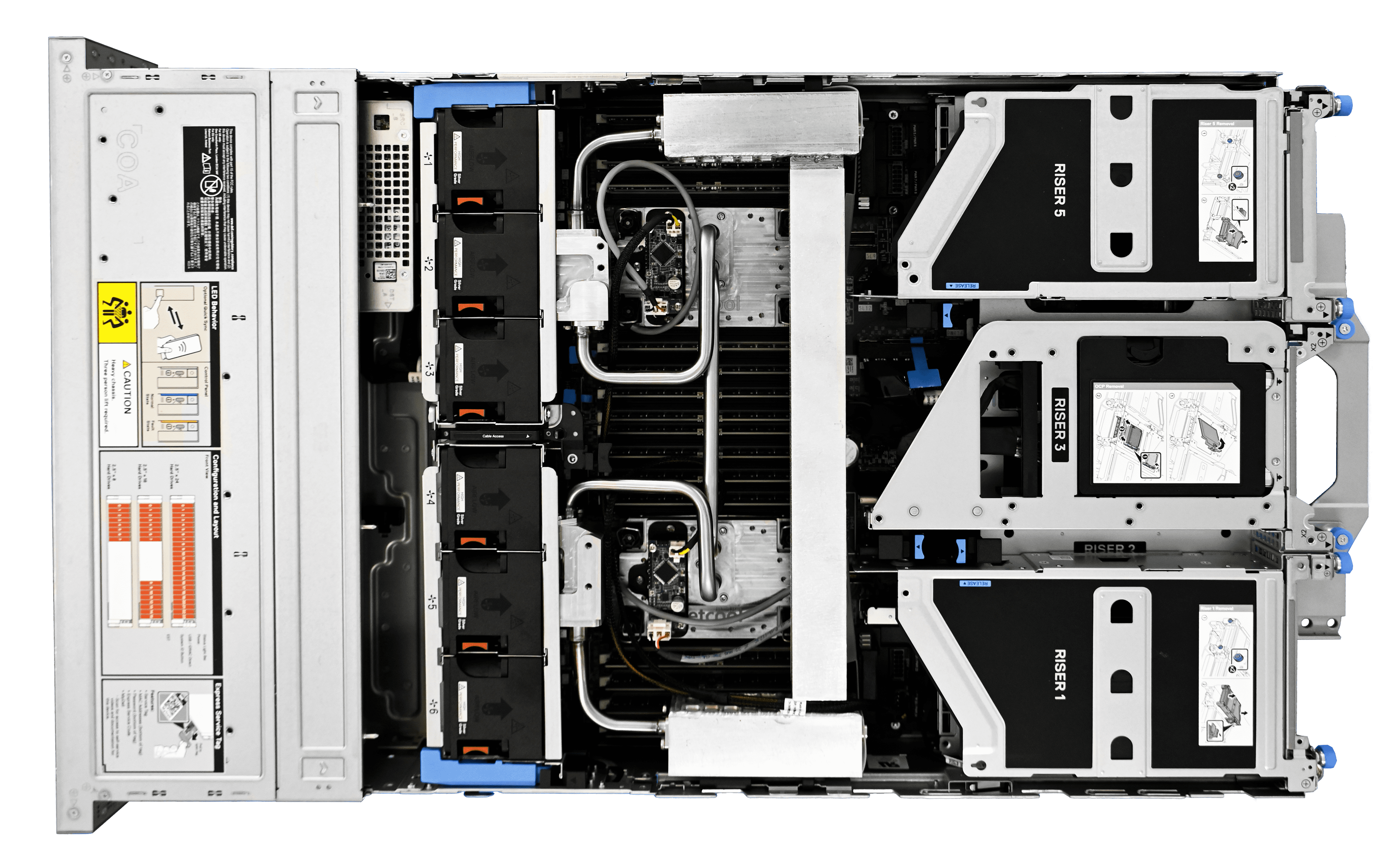 R770 top view with sps-tight crop Dell liquid cooling smartplate system poweredge R770